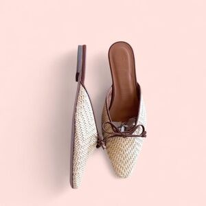 Staud Woven Wicker & Leather Mule – Tan – Size 39.5 (Fits Narrow US 8)